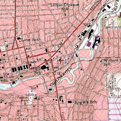Topographic Map of First Lutheran Church, NY