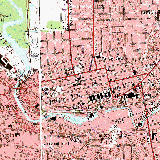 Topographic Map of James Prendergast Free Library, NY