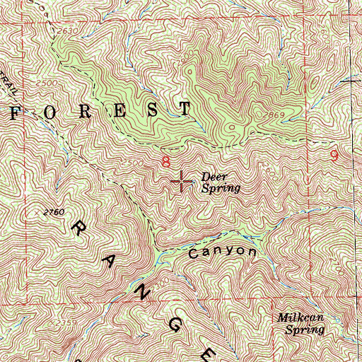 Topographic Map of Deer Spring, CA