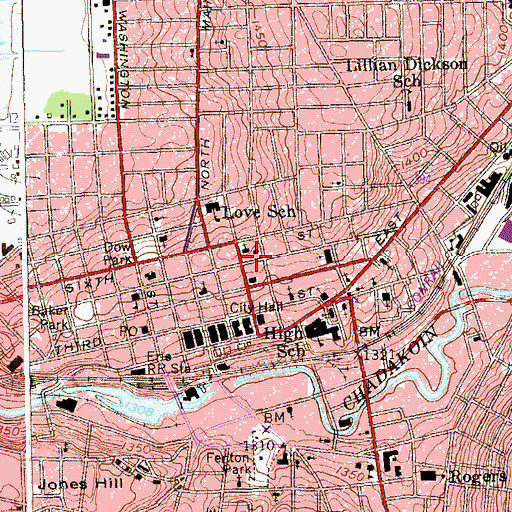 Topographic Map of First Presbyterian Church, NY