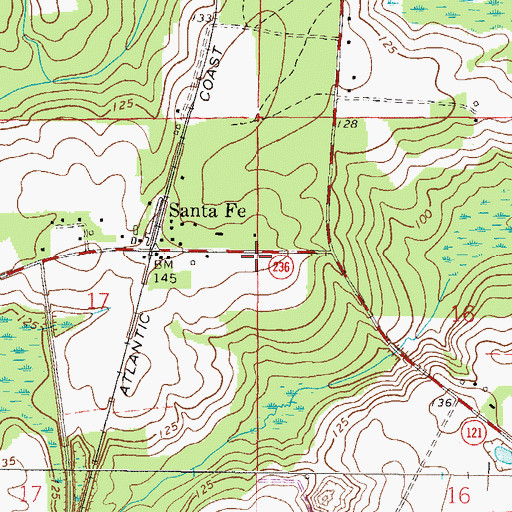 Topographic Map of Santa Fe Baptist Church, FL