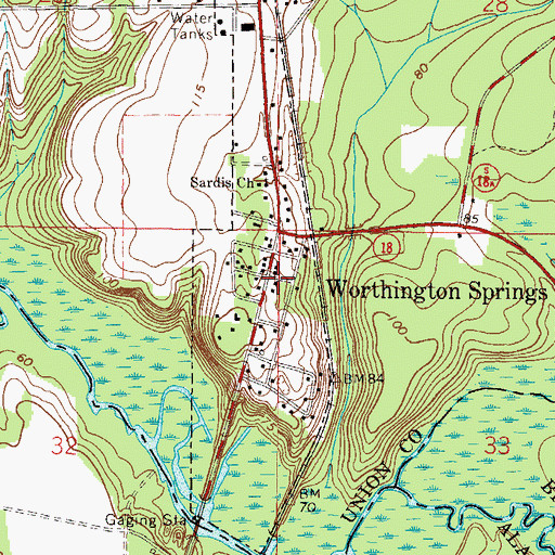 Topographic Map of Union County EMS/Fire Station 3, FL