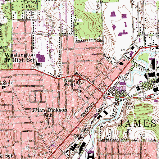 Topographic Map of Buffalo Street Booster Pumping Station, NY