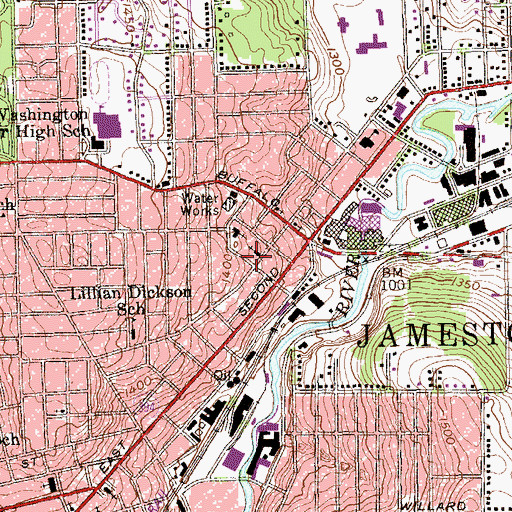 Topographic Map of First Church of God, NY
