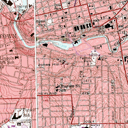 Topographic Map of Woman's Christian Association Hospital at Jones Memorial Health Center, NY