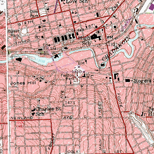 Topographic Map of Governor Fenton Mansion, NY