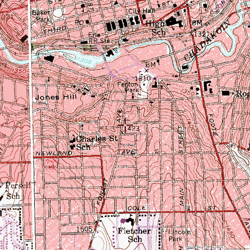 Topographic Map of Pilgrim Memorial Congregational Church, NY