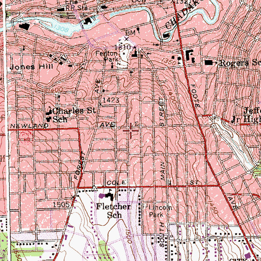 Topographic Map of Jamestown Engine Company Number 3, NY
