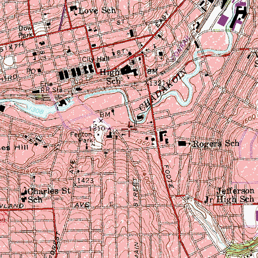 Topographic Map of Saint James Roman Catholic Church, NY