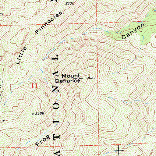 Topographic Map of Mount Defiance, CA