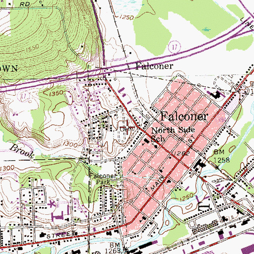 Topographic Map of Pine Hill Cemetery, NY