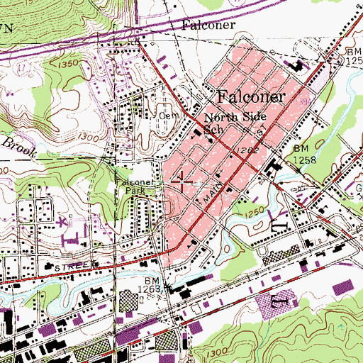 Topographic Map of Falconer First Wesleyan Church, NY