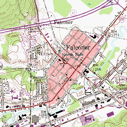 Topographic Map of Falconer United Methodist Church, NY