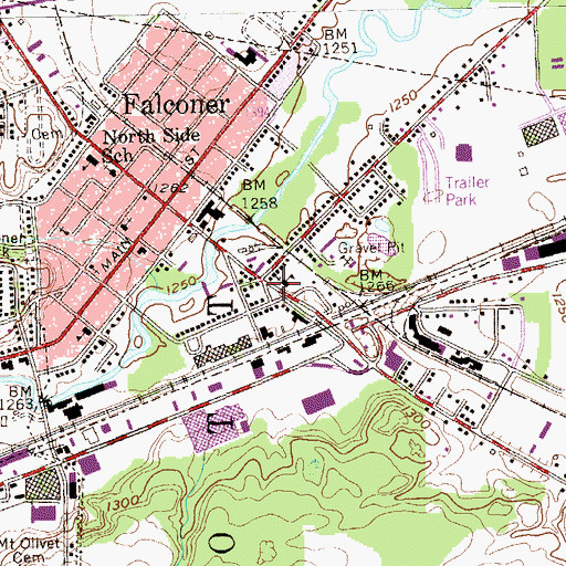 Topographic Map of Southside School (historical), NY