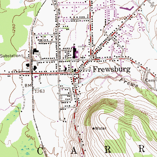 Topographic Map of Frewsburg Fire Department, NY