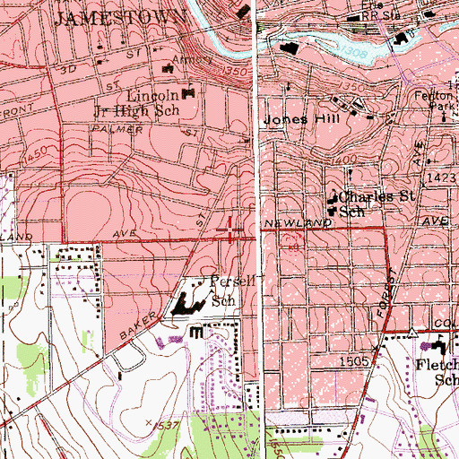 Topographic Map of Brooklyn Heights United Methodist Church, NY