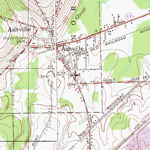 Topographic Map of Ashville Union School, NY