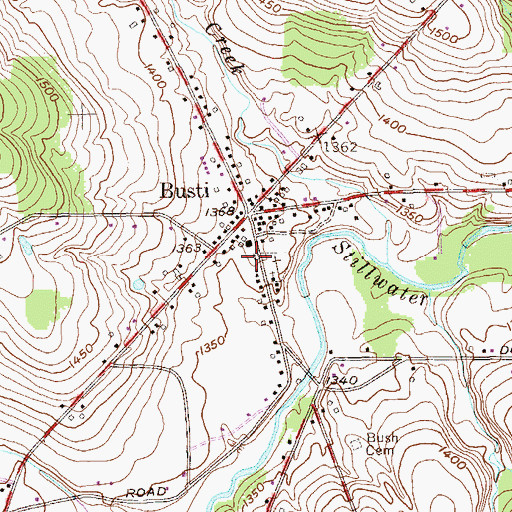 Topographic Map of Busti Federated Church, NY