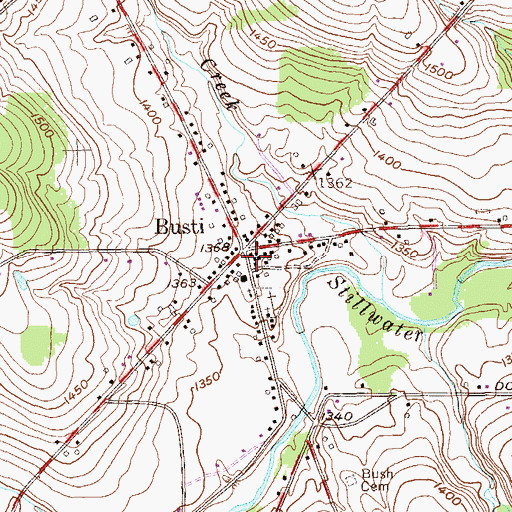 Topographic Map of Busti Fire Department, NY