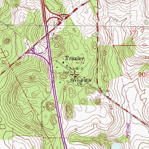 Topographic Map of Spring Hill Cemetery, FL