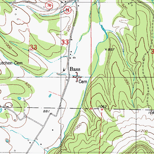 Topographic Map of Old Dodson Cemetery, AR