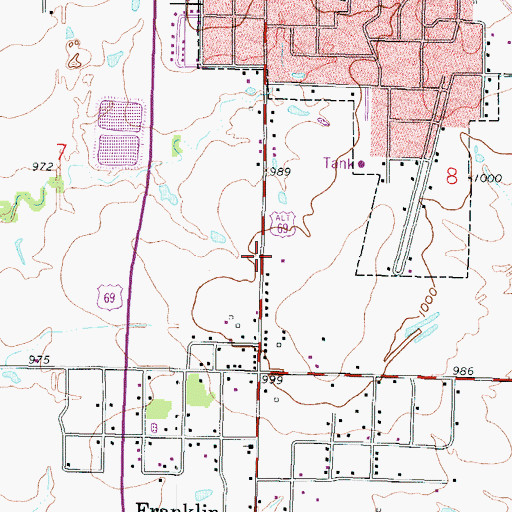 Topographic Map of Franklin Sidewalk, KS