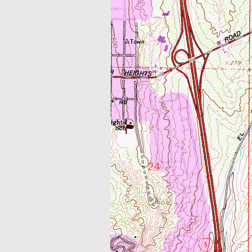 Topographic Map of Del Mar Heights School, CA