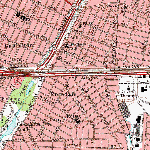 Topographic Map of Veterans Square, NY