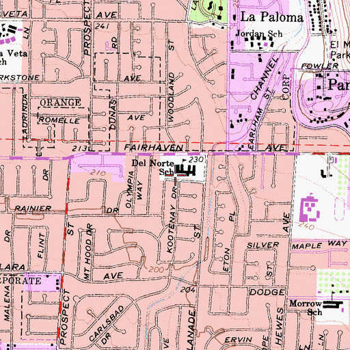 Topographic Map of The Prentice School, CA