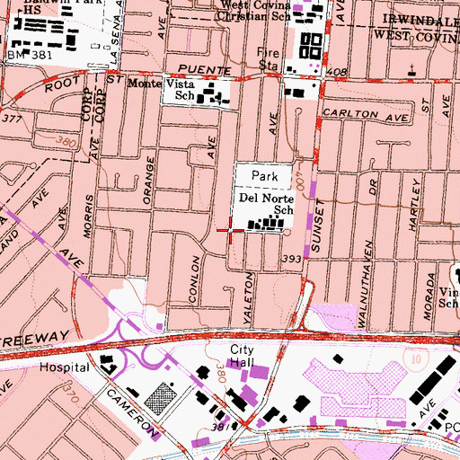 Topographic Map of Del Norte School, CA