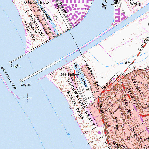 Topographic Map of Del Rey Lagoon, CA