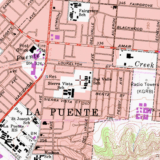 Topographic Map of Del Valle School, CA