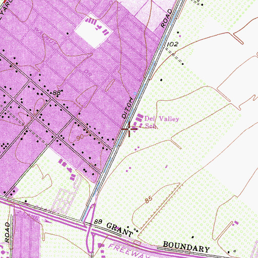 Topographic Map of Rio del Valle Elementary School, CA