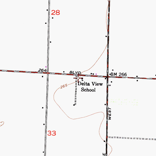 Topographic Map of Delta View Elementary School, CA