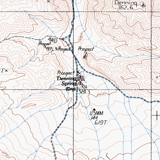 Topographic Map of Denning Spring, CA