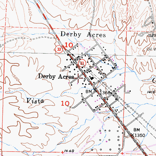 Topographic Map of Derby Acres, CA