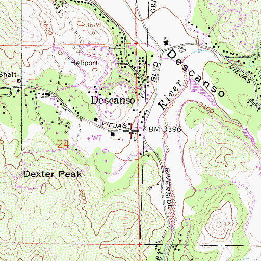 Topographic Map of Descanso, CA