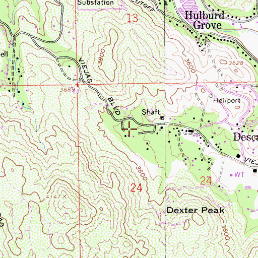 Topographic Map of Descanso Campground, CA