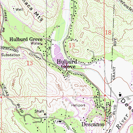 Topographic Map of Descanso Valley, CA