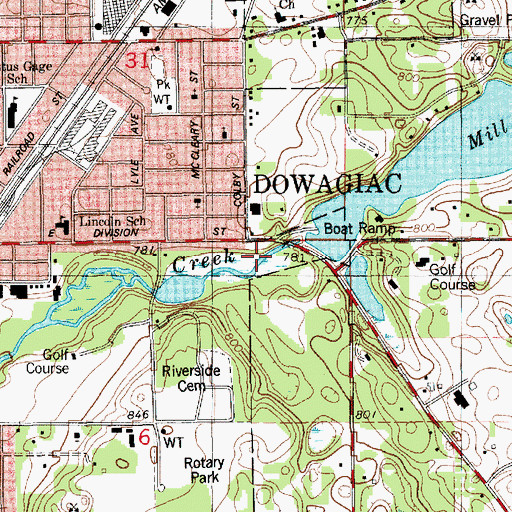 Topographic Map of James E Heddon Park, MI