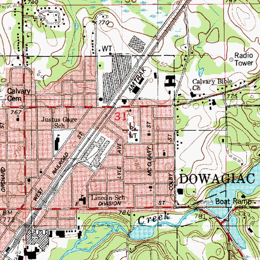 Topographic Map of Water Tower Park, MI