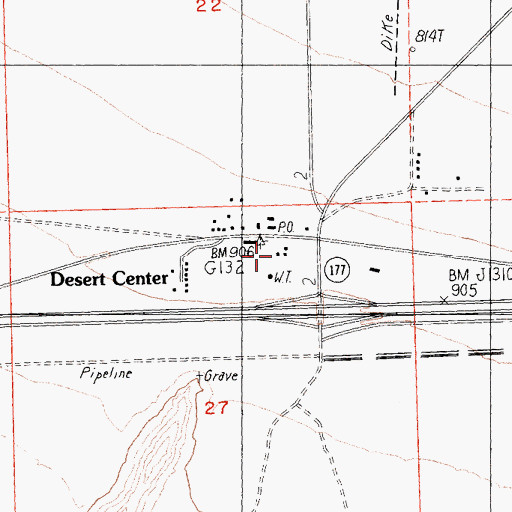 Topographic Map of Desert Center, CA