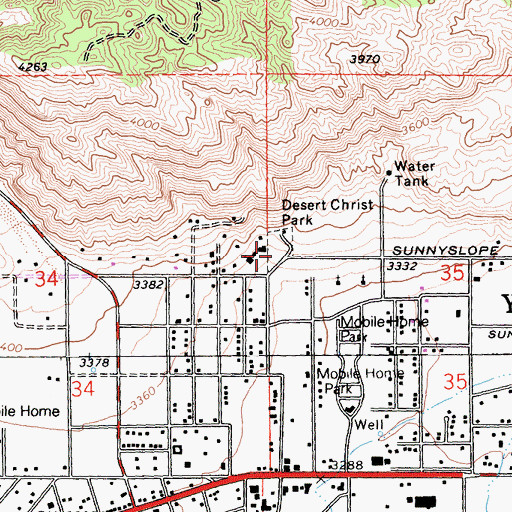 Topographic Map of Desert Christ Park, CA