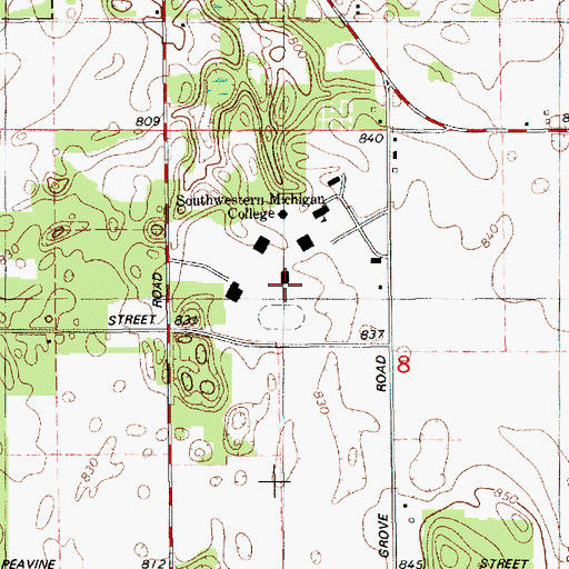 Topographic Map of Southwestern Michigan College Museum, MI