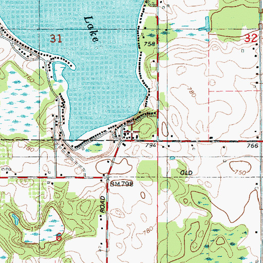 Topographic Map of Indian Lake Volunteer Fire Department, MI