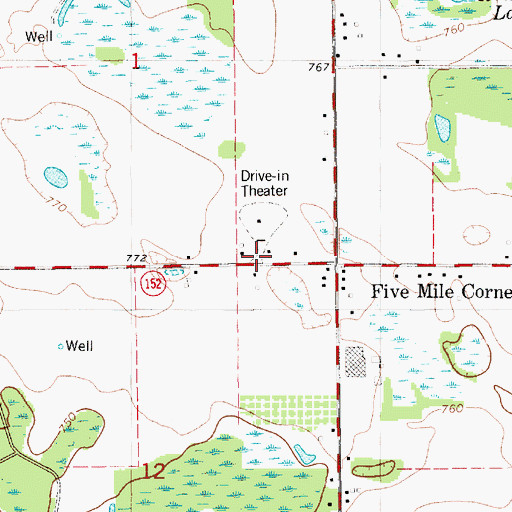 Topographic Map of Five Mile Drive In Theater, MI