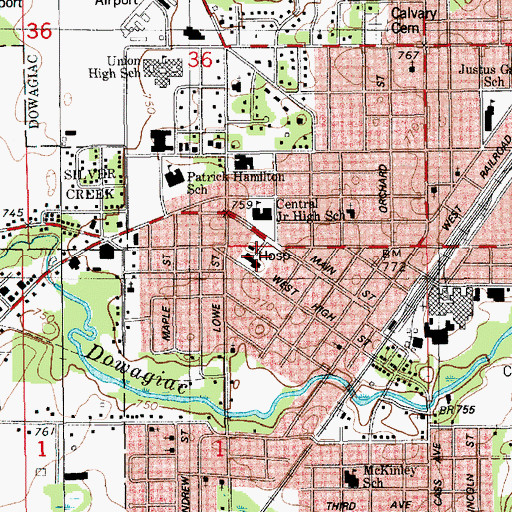 Topographic Map of Lee Memorial Medical Group, MI
