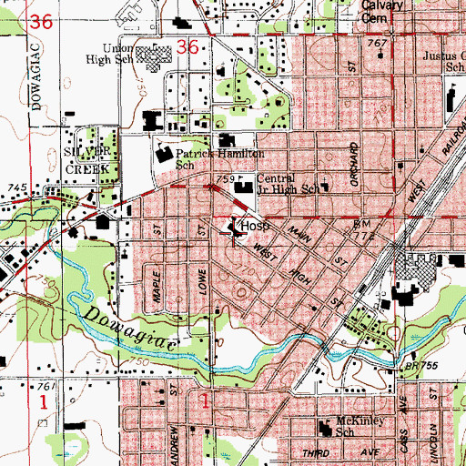 Topographic Map of Lee Memorial Medical Care, MI