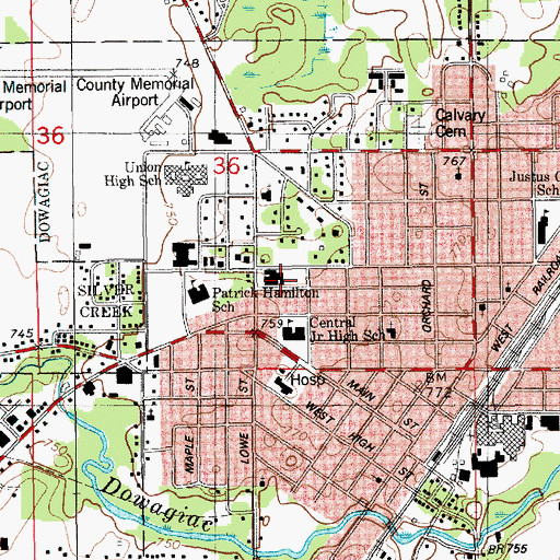 Topographic Map of Heddon Museum, MI