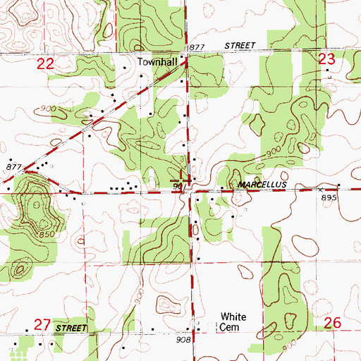 Topographic Map of Wayne Township Fire Department, MI